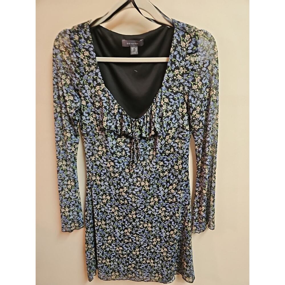 Primark Blue Boho Floral V Neck Mini Dress Size 6